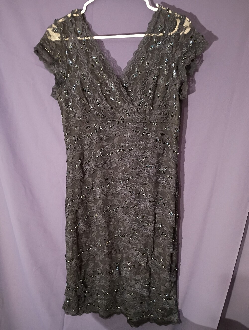 Marina Navy Lace & Sequin Dress